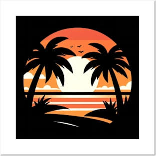 Palm Tree Sunset Posters and Art